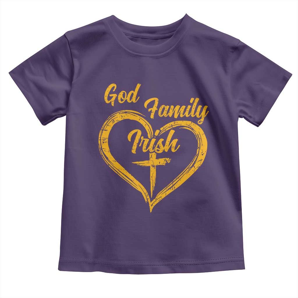 God Family Irish Toddler T Shirt Vintage Cross In Heart Christian Notre Dame Game Day - Wonder Print Shop