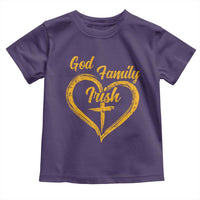 God Family Irish Toddler T Shirt Vintage Cross In Heart Christian Notre Dame Game Day - Wonder Print Shop