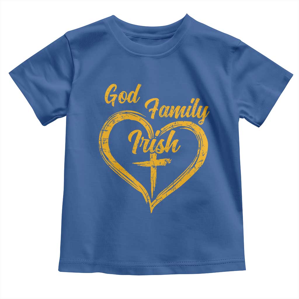 God Family Irish Toddler T Shirt Vintage Cross In Heart Christian Notre Dame Game Day - Wonder Print Shop