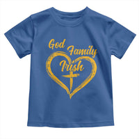 God Family Irish Toddler T Shirt Vintage Cross In Heart Christian Notre Dame Game Day - Wonder Print Shop