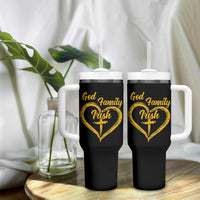 God Family Irish Tumbler With Handle Vintage Cross In Heart Christian Notre Dame Game Day - Wonder Print Shop