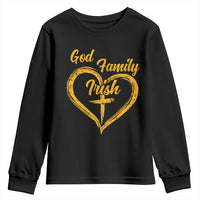 God Family Irish Youth Sweatshirt Vintage Cross In Heart Christian Notre Dame Game Day - Wonder Print Shop