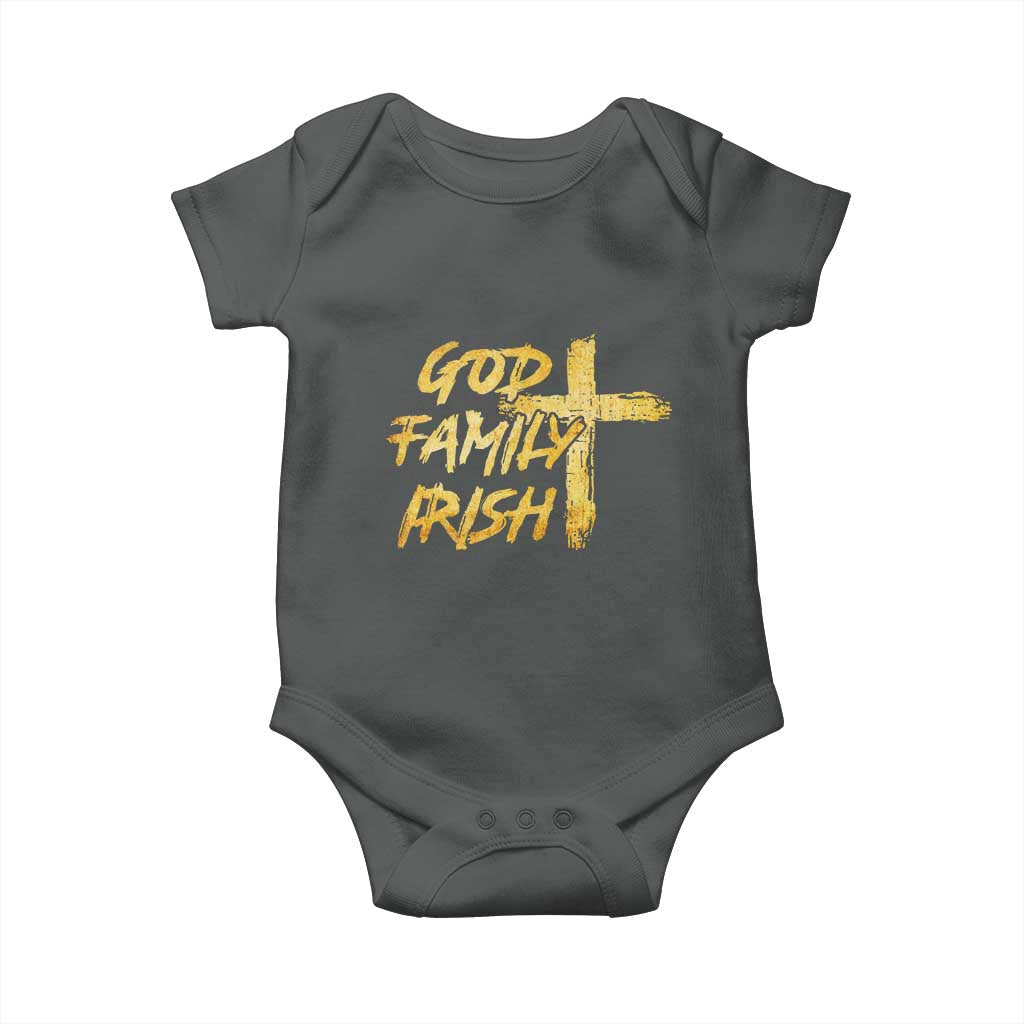 God Family Irish Baby Onesie Christian Faith Cross Notre Dame Game Day - Wonder Print Shop