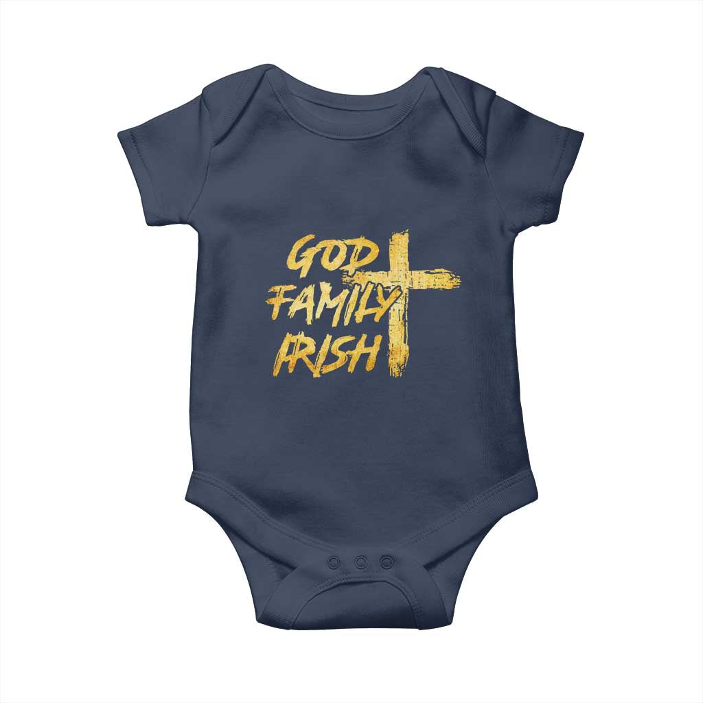 God Family Irish Baby Onesie Christian Faith Cross Notre Dame Game Day - Wonder Print Shop