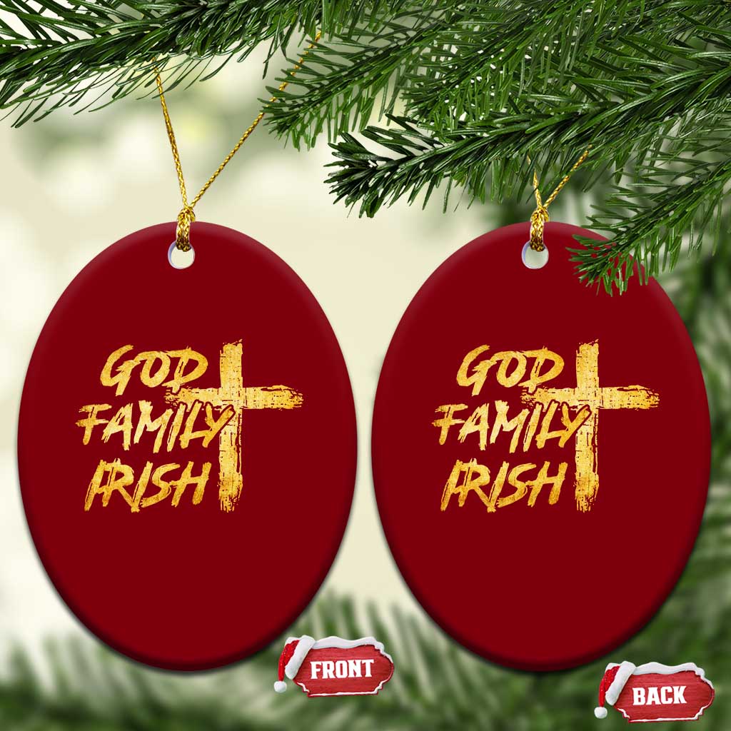 God Family Irish Ceramic Ornament Christian Faith Cross Notre Dame Game Day - Wonder Print Shop