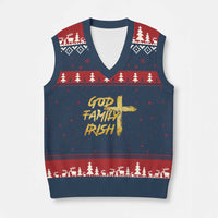 God Family Irish V-Neck Knit Sweater Vest Christian Faith Cross Notre Dame Game Day - Wonder Print Shop
