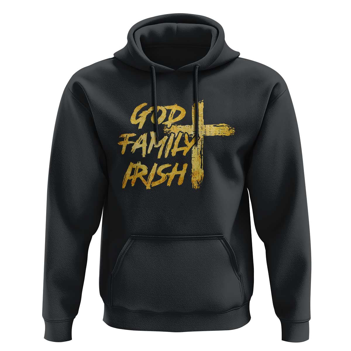 God Family Irish Hoodie Christian Faith Cross Notre Dame Game Day - Wonder Print Shop