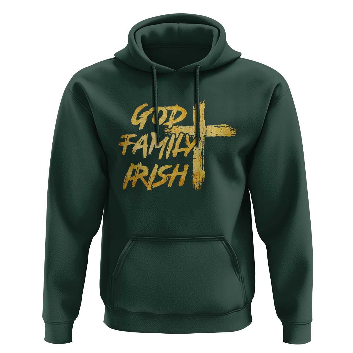 God Family Irish Hoodie Christian Faith Cross Notre Dame Game Day - Wonder Print Shop