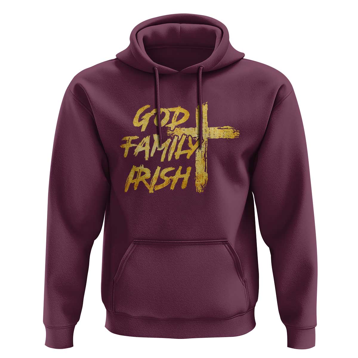 God Family Irish Hoodie Christian Faith Cross Notre Dame Game Day - Wonder Print Shop
