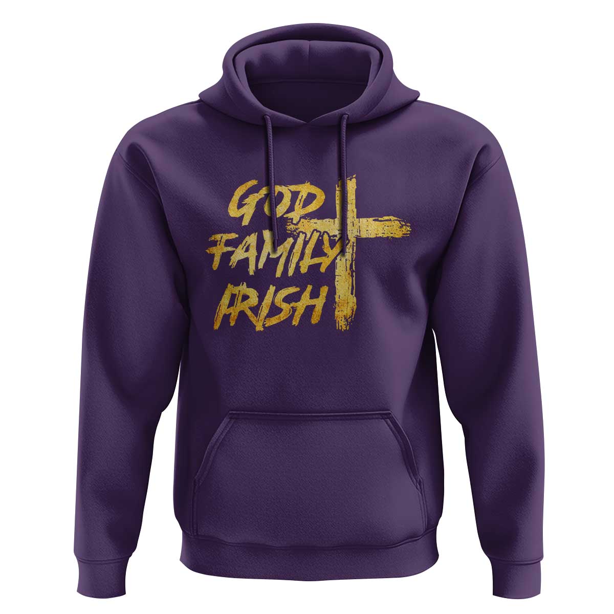 God Family Irish Hoodie Christian Faith Cross Notre Dame Game Day - Wonder Print Shop