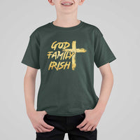 God Family Irish T Shirt For Kid Christian Faith Cross Notre Dame Game Day - Wonder Print Shop