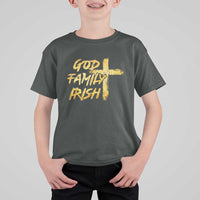 God Family Irish T Shirt For Kid Christian Faith Cross Notre Dame Game Day - Wonder Print Shop