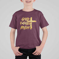 God Family Irish T Shirt For Kid Christian Faith Cross Notre Dame Game Day - Wonder Print Shop