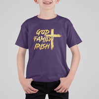 God Family Irish T Shirt For Kid Christian Faith Cross Notre Dame Game Day - Wonder Print Shop