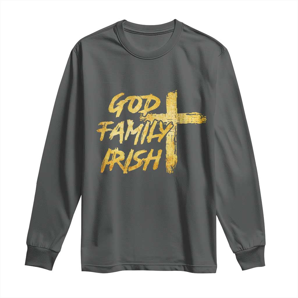 God Family Irish Long Sleeve Shirt Christian Faith Cross Notre Dame Game Day - Wonder Print Shop