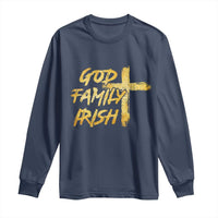 God Family Irish Long Sleeve Shirt Christian Faith Cross Notre Dame Game Day - Wonder Print Shop