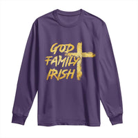 God Family Irish Long Sleeve Shirt Christian Faith Cross Notre Dame Game Day - Wonder Print Shop