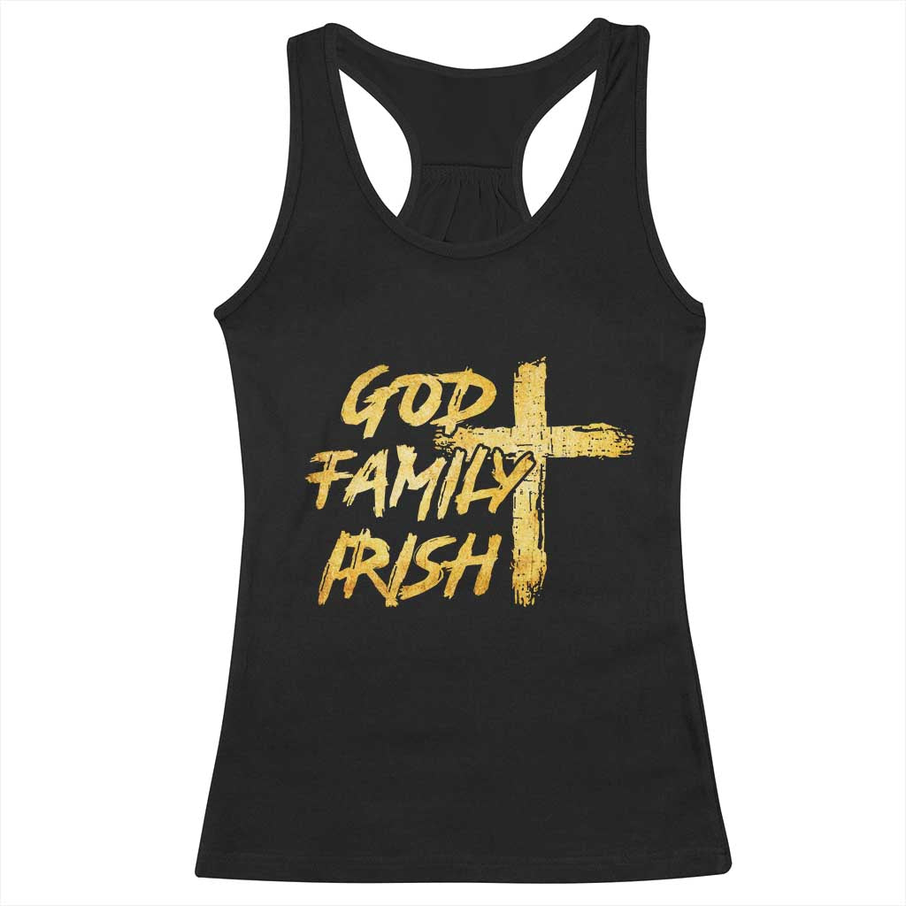 God Family Irish Racerback Tank Top Christian Faith Cross Notre Dame Game Day - Wonder Print Shop