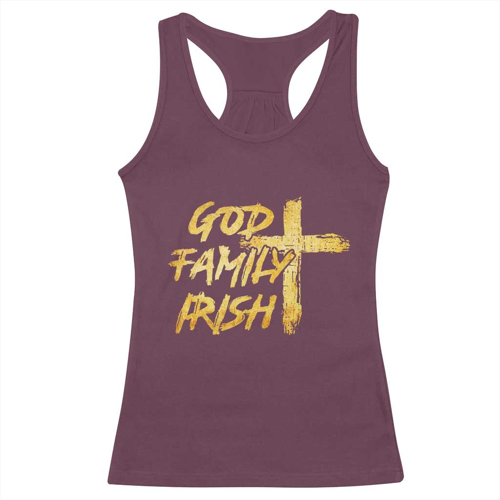 God Family Irish Racerback Tank Top Christian Faith Cross Notre Dame Game Day - Wonder Print Shop