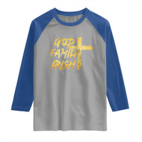 God Family Irish Raglan Shirt Christian Faith Cross Notre Dame Game Day - Wonder Print Shop
