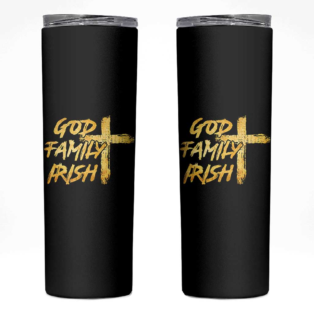 God Family Irish Skinny Tumbler Christian Faith Cross Notre Dame Game Day - Wonder Print Shop