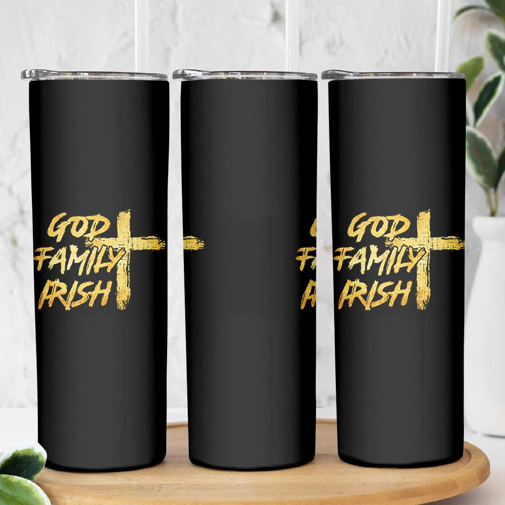 God Family Irish Skinny Tumbler Christian Faith Cross Notre Dame Game Day - Wonder Print Shop