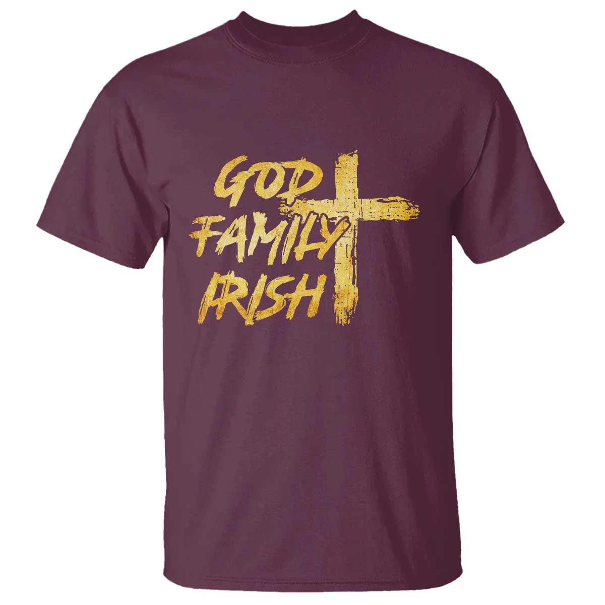 God Family Irish T Shirt Christian Faith Cross Notre Dame Game Day - Wonder Print Shop