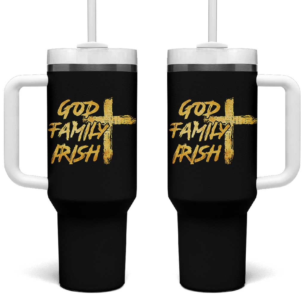 God Family Irish Tumbler With Handle Christian Faith Cross Notre Dame Game Day - Wonder Print Shop
