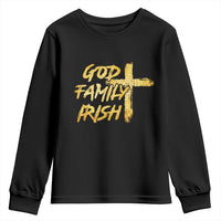 God Family Irish Youth Sweatshirt Christian Faith Cross Notre Dame Game Day - Wonder Print Shop