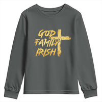 God Family Irish Youth Sweatshirt Christian Faith Cross Notre Dame Game Day - Wonder Print Shop