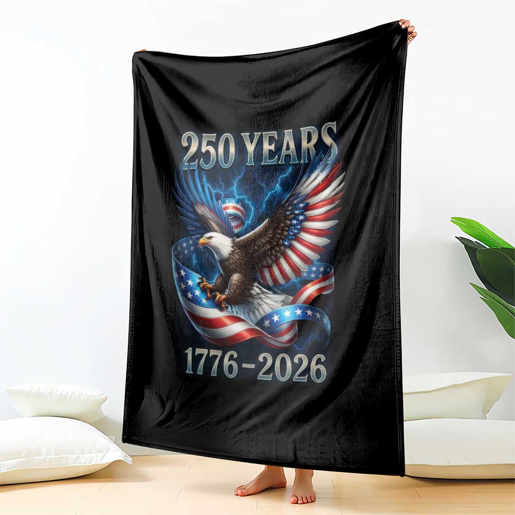 250 Years America Throw Blanket Eagle and Flag 250th Anniversary USA Patriotic 1776 2026 - Wonder Print Shop