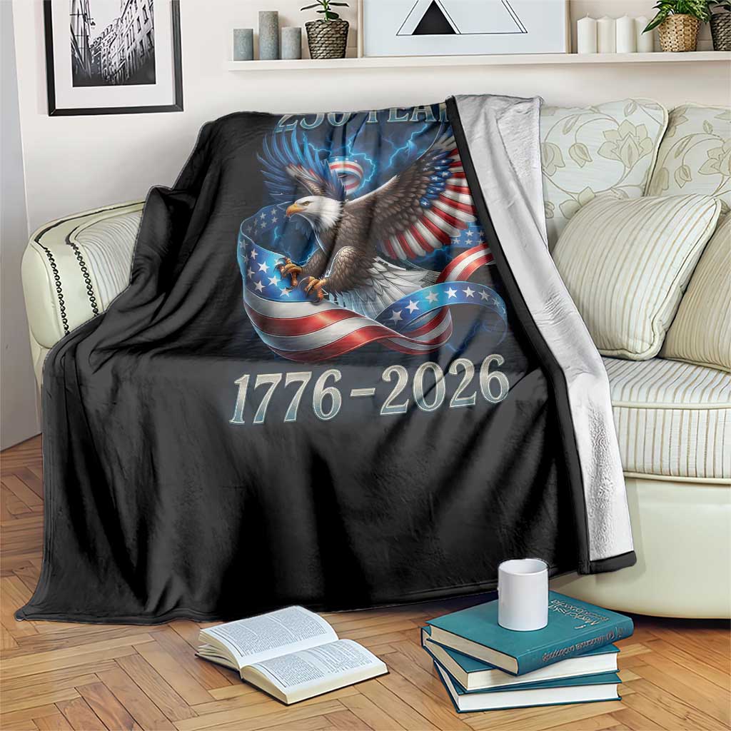 250 Years America Throw Blanket Eagle and Flag 250th Anniversary USA Patriotic 1776 2026 - Wonder Print Shop