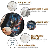 250 Years America Throw Blanket Eagle and Flag 250th Anniversary USA Patriotic 1776 2026 - Wonder Print Shop