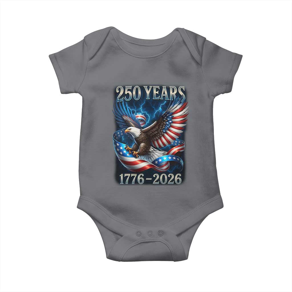 250 Years America Baby Onesie Eagle and Flag 250th Anniversary USA Patriotic 1776 2026 - Wonder Print Shop