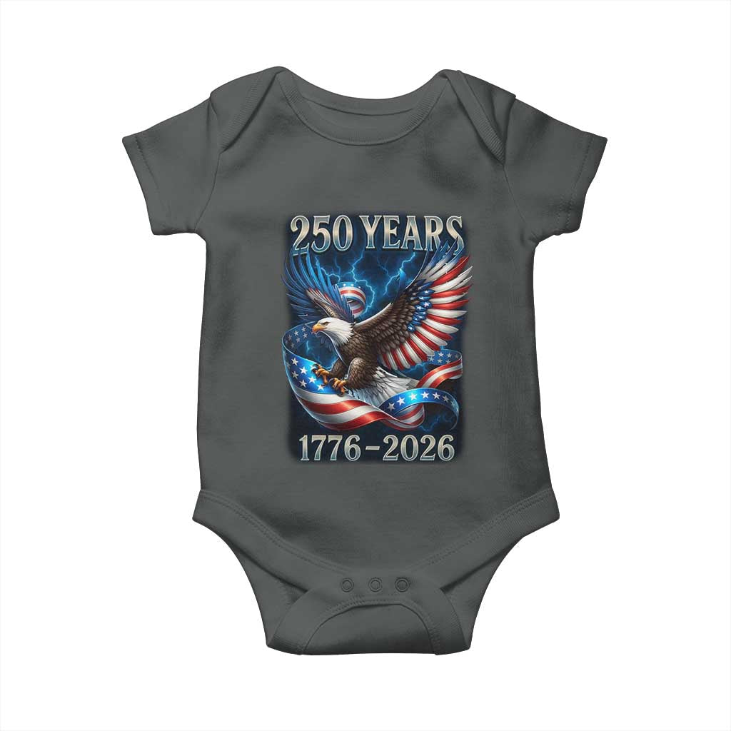 250 Years America Baby Onesie Eagle and Flag 250th Anniversary USA Patriotic 1776 2026 - Wonder Print Shop