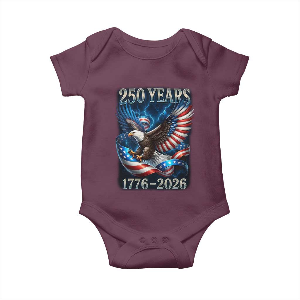 250 Years America Baby Onesie Eagle and Flag 250th Anniversary USA Patriotic 1776 2026 - Wonder Print Shop