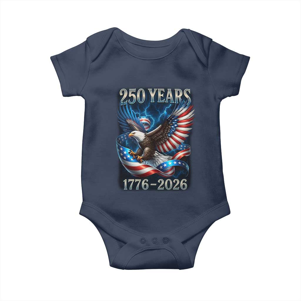 250 Years America Baby Onesie Eagle and Flag 250th Anniversary USA Patriotic 1776 2026 - Wonder Print Shop