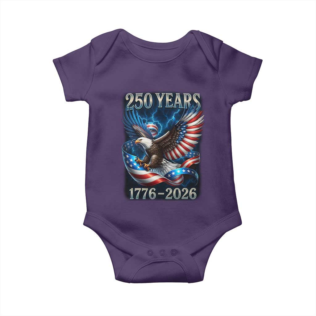250 Years America Baby Onesie Eagle and Flag 250th Anniversary USA Patriotic 1776 2026 - Wonder Print Shop