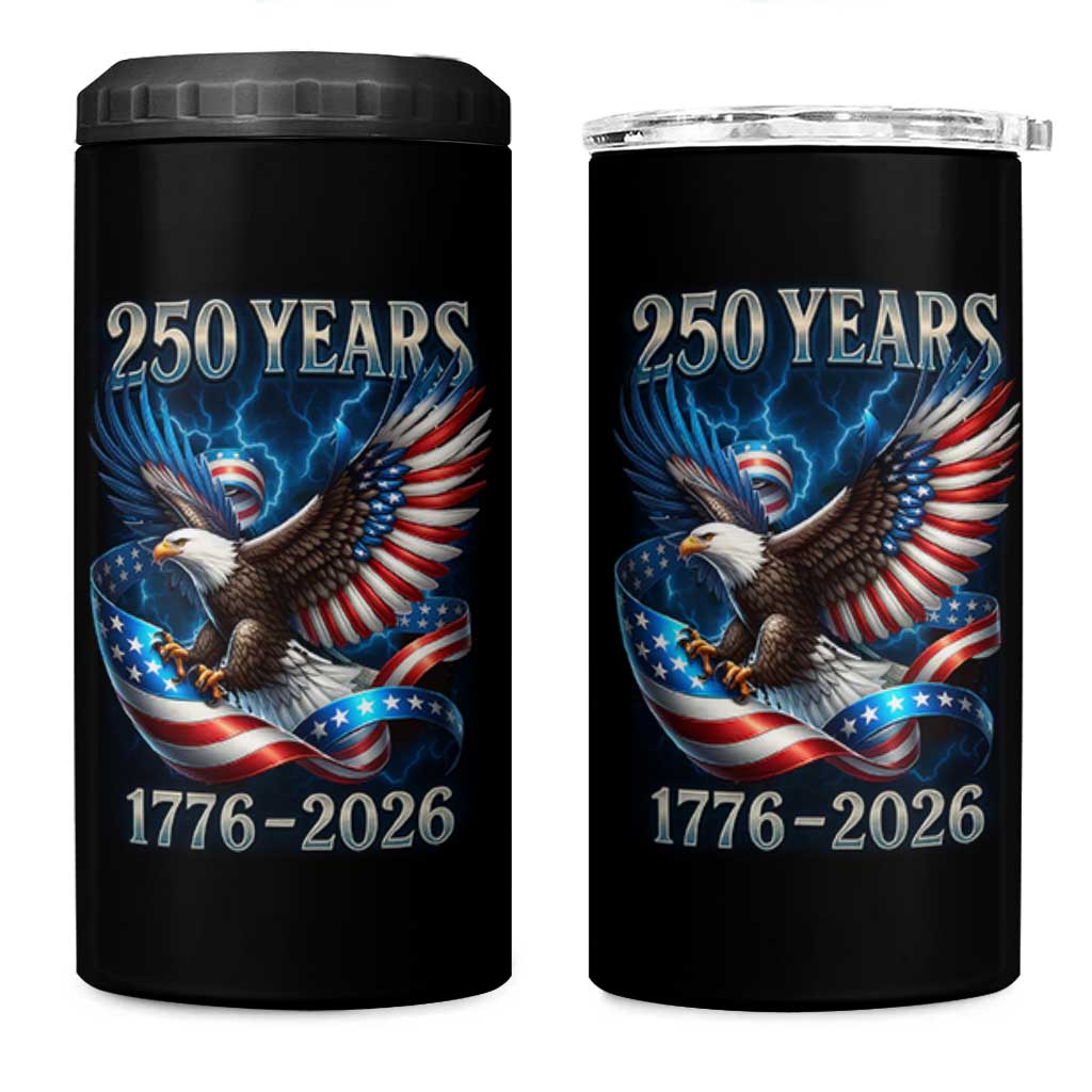 250 Years America 4 in 1 Can Cooler Tumbler Eagle and Flag 250th Anniversary USA Patriotic 1776 2026 - Wonder Print Shop
