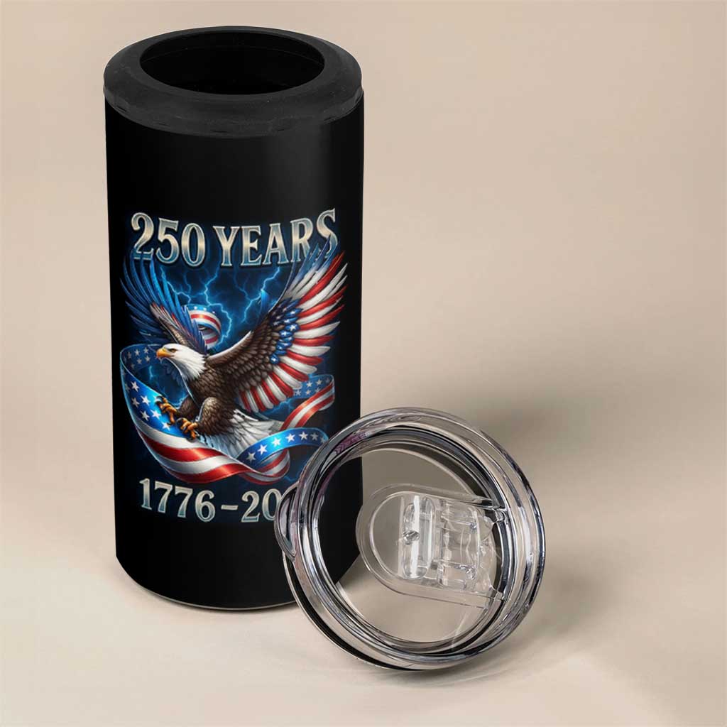 250 Years America 4 in 1 Can Cooler Tumbler Eagle and Flag 250th Anniversary USA Patriotic 1776 2026 - Wonder Print Shop