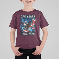 250 Years America T Shirt For Kid Eagle and Flag 250th Anniversary USA Patriotic 1776 2026 - Wonder Print Shop