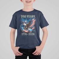 250 Years America T Shirt For Kid Eagle and Flag 250th Anniversary USA Patriotic 1776 2026 - Wonder Print Shop