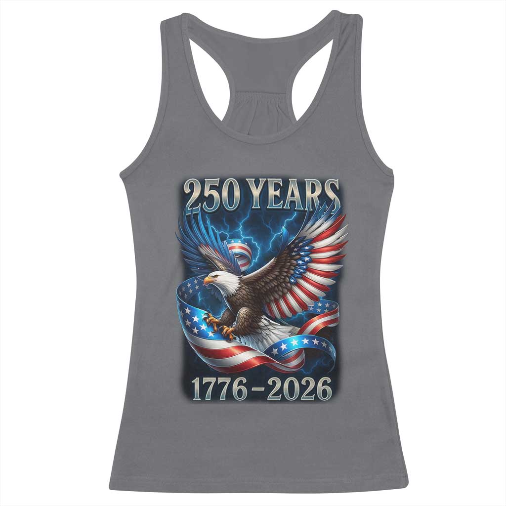 250 Years America Racerback Tank Top Eagle and Flag 250th Anniversary USA Patriotic 1776 2026 - Wonder Print Shop