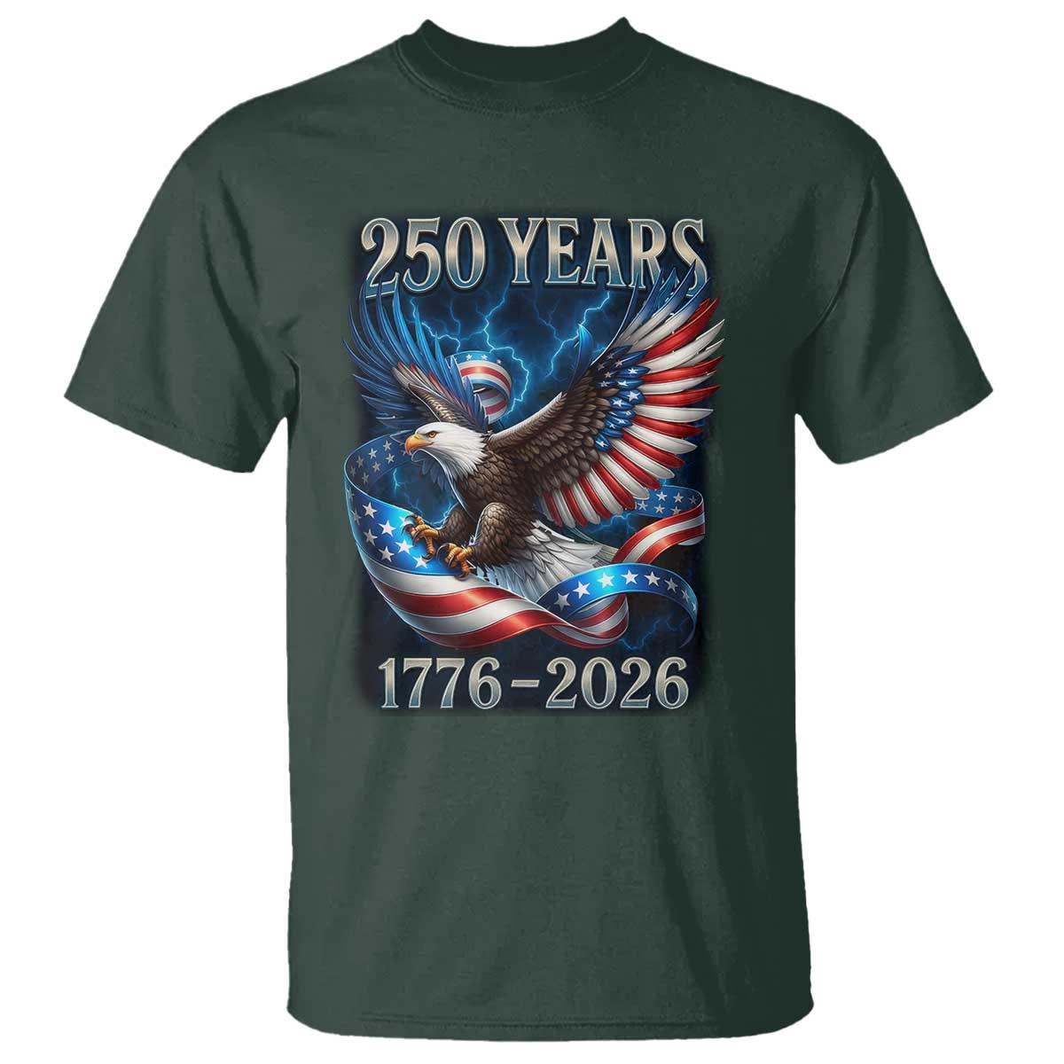 250 Years America T Shirt Eagle and Flag 250th Anniversary USA Patriotic 1776 2026 - Wonder Print Shop