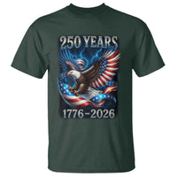 250 Years America T Shirt Eagle and Flag 250th Anniversary USA Patriotic 1776 2026 - Wonder Print Shop