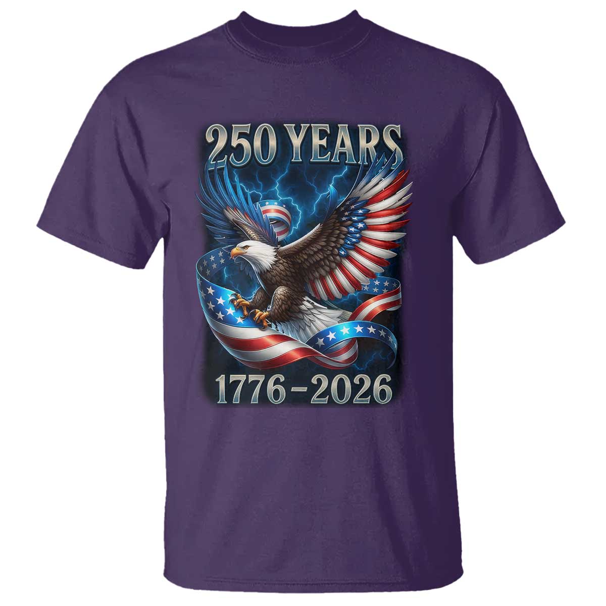 250 Years America T Shirt Eagle and Flag 250th Anniversary USA Patriotic 1776 2026 - Wonder Print Shop