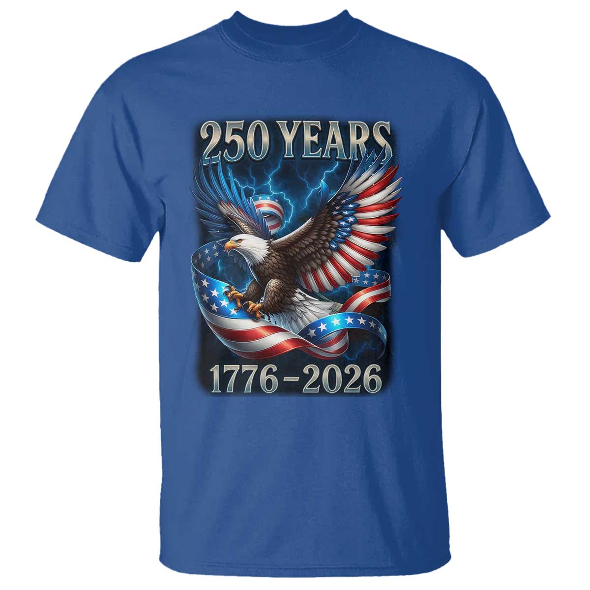 250 Years America T Shirt Eagle and Flag 250th Anniversary USA Patriotic 1776 2026 - Wonder Print Shop