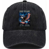 250 Years America Washed Cotton Baseball Cap Eagle and Flag 250th Anniversary USA Patriotic 1776 2026