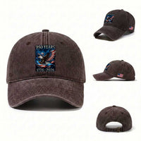 250 Years America Washed Cotton Baseball Cap Eagle and Flag 250th Anniversary USA Patriotic 1776 2026