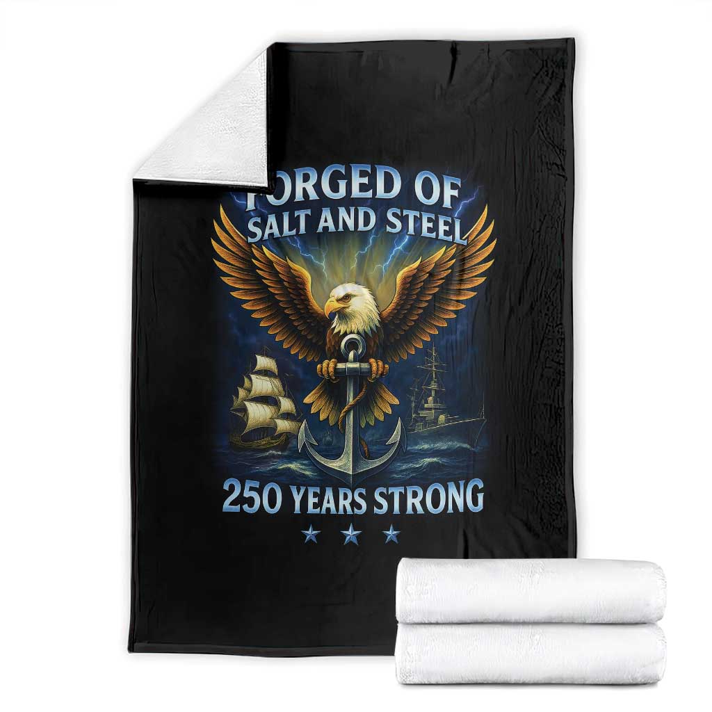 Navy Veteran 250th Anniversary Throw Blanket Forged of Salt and Steel US Naval Ships 250th Anniversary - Wonder Print Shop